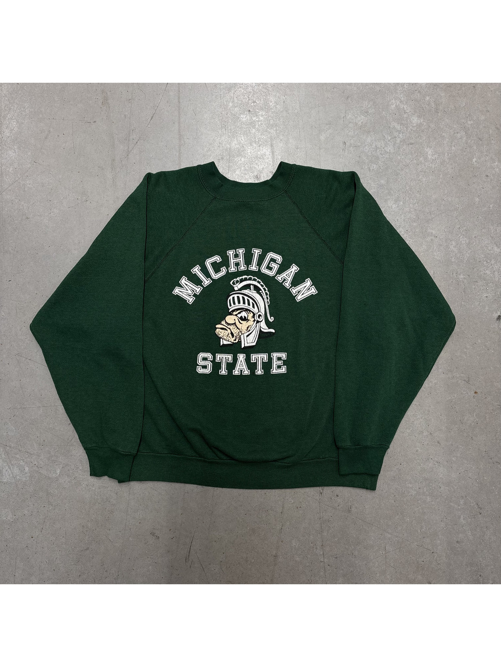 Vintage 80s Michigan State Spartans Mascot Graphic Sweatshirt Small Green